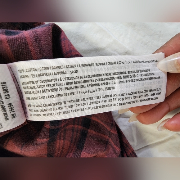 Abercrombie & Fitch Men's Red Plaid Button Front Shirt Standard Fit, sz LG - Picture 16 of 16